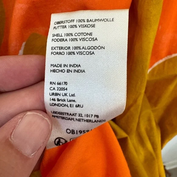 NWT Anthropologie Babydoll Midi Dress Coral Orange Lime Brown Size S Small - Picture 5 of 12